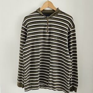 Vintage Fila Sports Polo Mens Medium 1/4 Zip Striped Long Sleeve Oversized 90s
